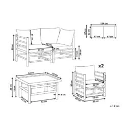 CERRETO - Loungeset 4-zits - Wit - Bamboehout -VIDAXL Winkel 938a56e448be4d2e84298bf2cd68331d