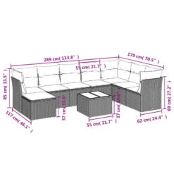 VidaXL 9-delige Loungeset Met Kussens & Tuintafel - Grijs - Poly Rattan -VIDAXL Winkel 96714d79451945c69be15dc7c8edefd6