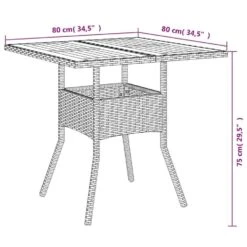 VidaXL - Tuintafel Met Acaciahouten Blad - Grijs - Poly Rattan - 80 X 80 X 75 Cm -VIDAXL Winkel 9778739e50404122835fe2ac3c576668