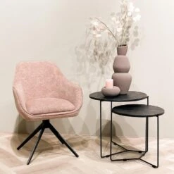 Livingfurn - Eetkamerstoel Thomas Brique - Roze - Stof - Set Van 2 -VIDAXL Winkel 97a2b48a35034bdc872c325dd2d124ce