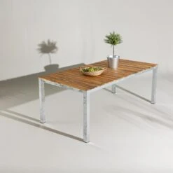 Fjôrd Tuintafel Acaciahout/Metaal - 200x100x74cm - Zenia -VIDAXL Winkel 97f7bd7e97c6416e97e0f025c0e88cc6