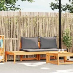 VidaXL - Tuinbank - Grijs - Acaciahout - Met Tafel En Kussens -VIDAXL Winkel 9a460f79f1524d27b1c4d5cc2da3bf67