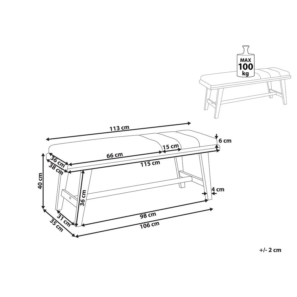 Beliani Hocker PHOLA - Lichte Houtkleur Polyester 3 Beliani Hocker PHOLA - Lichte Houtkleur Polyester - Afbeelding 3