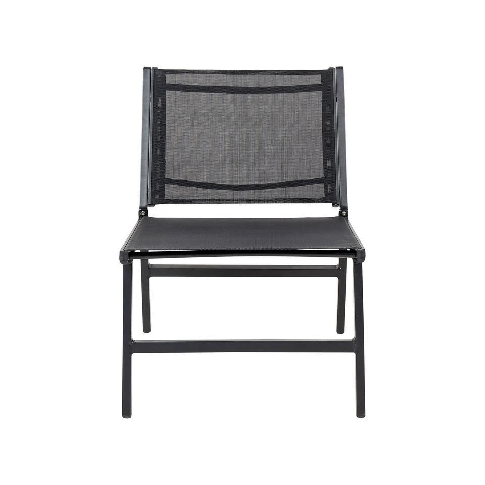 MARCEDDI -Tuinstoel Met Voetenbank - Zwart - Textileen 5 MARCEDDI -Tuinstoel Met Voetenbank - Zwart - Textileen - Afbeelding 5