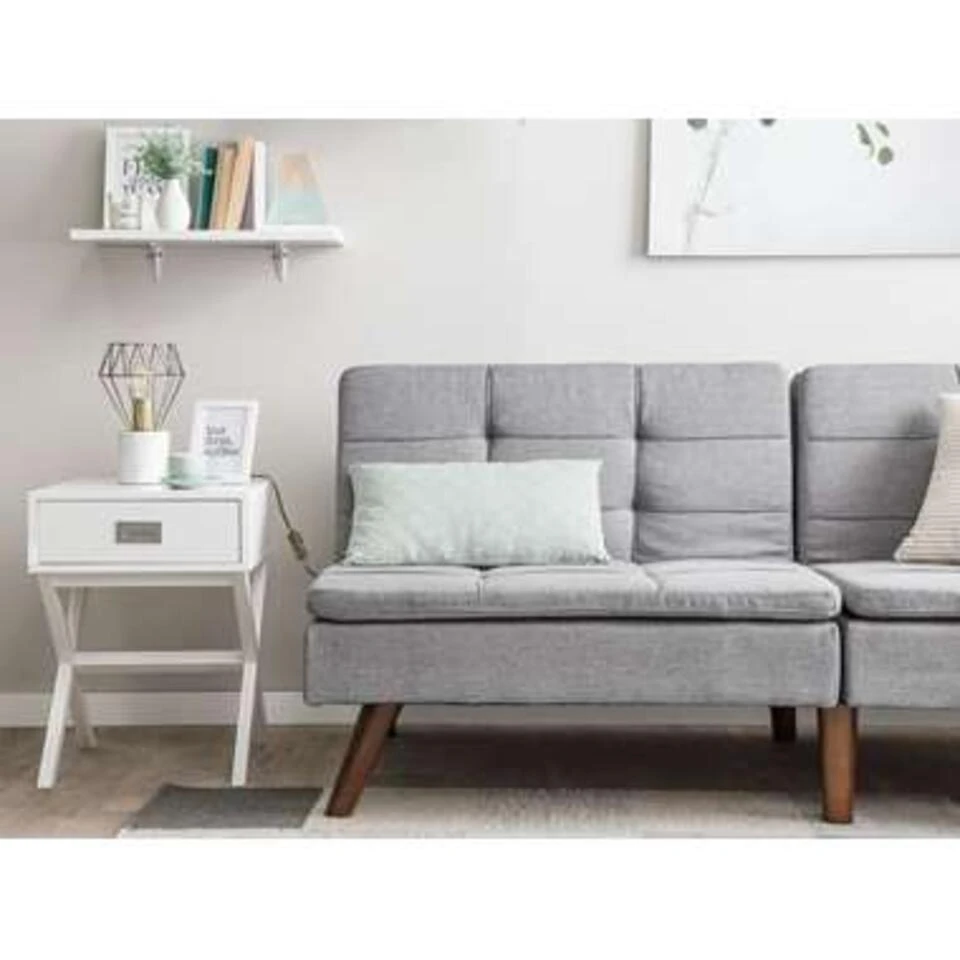 Beliani Driezitsbank - RONNE Grijs Polyester 3 Beliani Driezitsbank - RONNE Grijs Polyester - Afbeelding 3