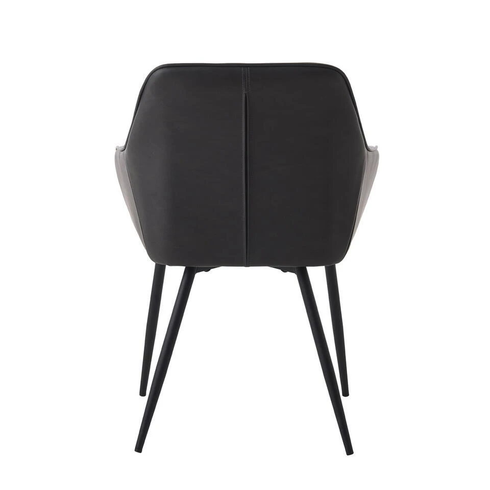 Eetkamerstoel Donkergrijs PU Leer - Nolan - Set Van 2 5 Eetkamerstoel Donkergrijs PU Leer - Nolan - Set Van 2 - Afbeelding 5