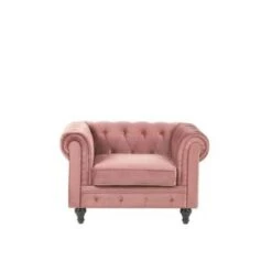 Beliani Fauteuil CHESTERFIELD - Roze Fluweel -VIDAXL Winkel 9dba52478b294214abbccd8b0f59e540