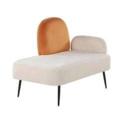 ARCEY - Chaise Longue - Wit/Oranje - Fluweel -VIDAXL Winkel 9eab04c6f5c2473c842c85db6ae32d78