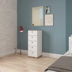 Ladekast Liva 5 Lades - Kronberg Eik/mat Wit -VIDAXL Winkel a1b7babe7c7e46beb9076f4cb4d058aa