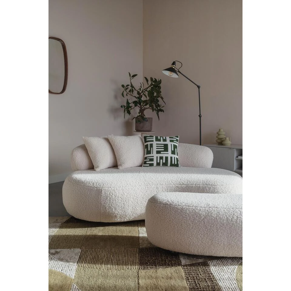 Housecraft Noxx Hocker Teddy Stof Wit 2 Housecraft Noxx Hocker Teddy Stof Wit - Afbeelding 2