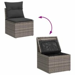 VidaXL 7-delige Loungeset Met Kussens En Verstelbaar Salontafel - Grijs -VIDAXL Winkel a38b2250a4244417b45d3a4bcb4775fc