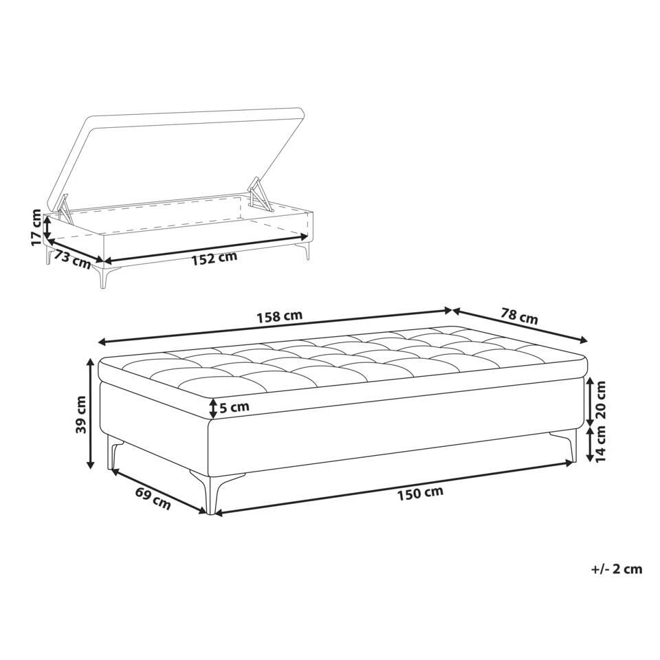 ABERDEEN - Ottomaan Met Opbergruimte - Marineblauw - Fluweel 4 ABERDEEN - Ottomaan Met Opbergruimte - Marineblauw - Fluweel - Afbeelding 4