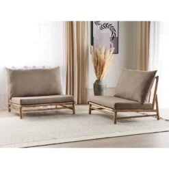 TODI - Fauteuil Set Van 2 - Lichthout/Taupe - Bamboe -VIDAXL Winkel a582cbed38524156b4756aac6651c6d8