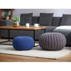 Beliani Poef CONRAD - Grijs Katoen -VIDAXL Winkel a6438ab21d22432b84b795a2c8157405