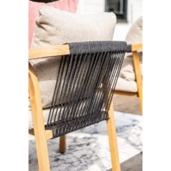 Monti Dining Fauteuil - Light Teaklook - Rope Lava Zwart - Gobi Sand -VIDAXL Winkel a68ab0d9a4494cebb0ff806d39e6bbdd