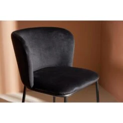 Svea - Lino Eetkamerstoel - Velvet - Zwart -VIDAXL Winkel a791b35614c9447eaadc143d16ef5ea0