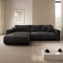 Meubella - Hoekbank Mindin - Zwart Velvet - Universeel -VIDAXL Winkel aa22e23cbd4e4076b449402b8780bb1d