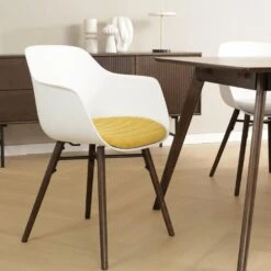 Nolon Nena-Liz Eetkamerstoel Wit - Okergeel Kussen - Walnoot -VIDAXL Winkel aa30c93b40704573a6437c570368a068