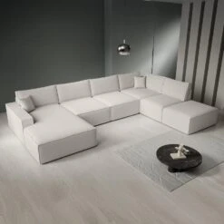 Meubella - Manolo - Hoekbank 5-zits Met Chaise Longue - Stof Beige - Links -VIDAXL Winkel abecbc555d174c8fad8b1ac5e893d5df