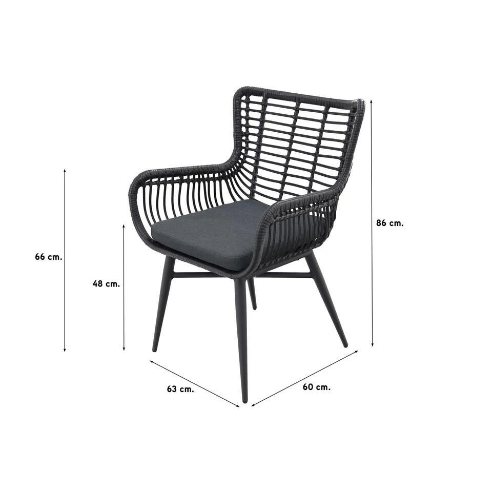 VDG Set Van 4 - Jasmine Dining Tuinstoel - Black 2 VDG Set Van 4 - Jasmine Dining Tuinstoel - Black - Afbeelding 2