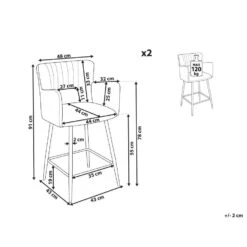 SANILAC - Barkruk Set Van 2 - Wit - Fluweel -VIDAXL Winkel adff8967b5b6432ab12dd2f7c57bb731