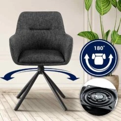 CLP Set Van 2 Eetkamerstoel Tipton Zwart Frame - Stof - Donkergrijs -VIDAXL Winkel ae760c0fdedc4e2bbf5e87ca18490b81