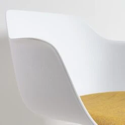 Nolon Noa-Liz Eetkamerstoel Wit - Okergeel Kussen - Witte Poten -VIDAXL Winkel b010a380480247b785965f7be14a1359