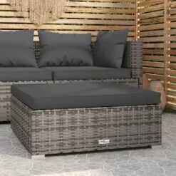VidaXL - Tuinvoetenbank - Grijs - Poly Rattan - Met Kussen - 70x70x30 Cm -VIDAXL Winkel b0c777a1164a49a0847ddf946e88106f
