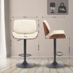 CLP Barkruk Beverley Zwart Frame - Metaal - Walnoot/creme -VIDAXL Winkel b2078ce70c374644ba96ba13ac748011