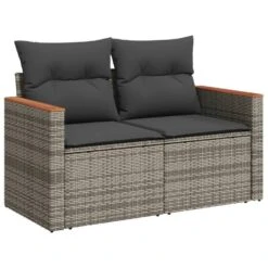 VidaXL 5-delige Loungeset Met Kussens En Kruk - Hout Armsteun - Grijs -VIDAXL Winkel b23609654a9043d698fd4fe5f923be4d 3