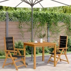 VidaXL- Tuinstoelen - Zwart - Massief Acaciahout En Polypropeen - 2 Stuks -VIDAXL Winkel b2bac282af134b879782b44abd9cd3c9