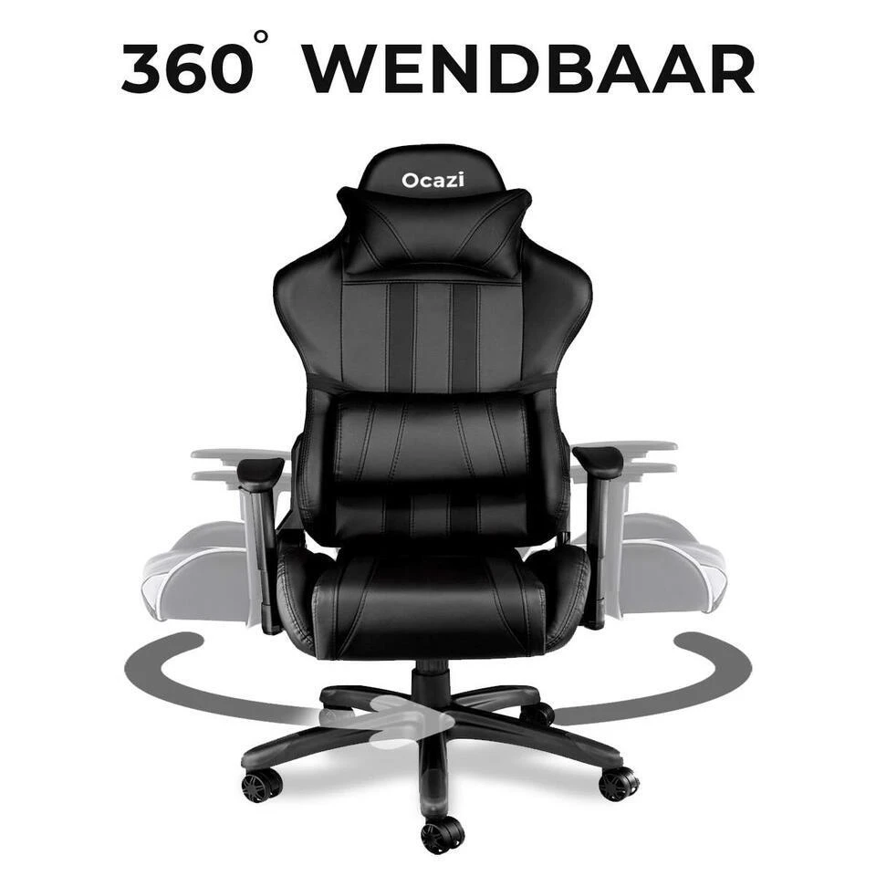 Ocazi Chicago Gamingstoel - Bureaustoel - Zwart 6 Ocazi Chicago Gamingstoel - Bureaustoel - Zwart - Afbeelding 6