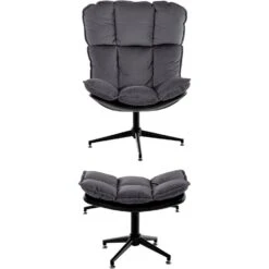 Pilou - Fauteuil Met Hocker In Fluweel In Antraciet -VIDAXL Winkel b471d6a577044d408e88abd0913e6c87