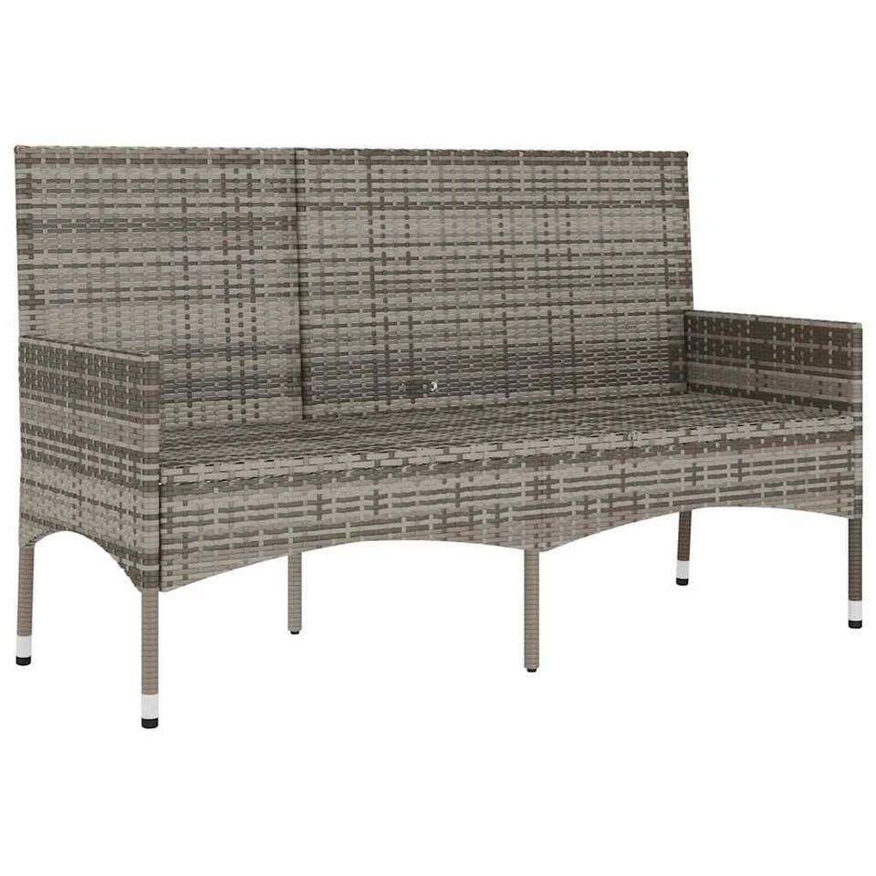 VidaXL - Tuinbank 3-zits Met Kussens - Grijs Poly Rattan - 140x51x85 Cm 4 VidaXL - Tuinbank 3-zits Met Kussens - Grijs Poly Rattan - 140x51x85 Cm - Afbeelding 4
