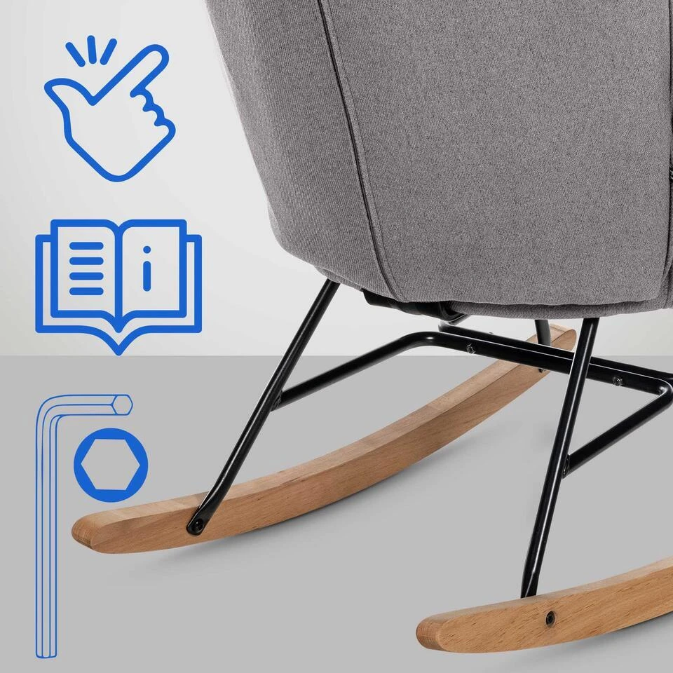 CLP Schommelstoel Sanka Stof - Grijs 7 CLP Schommelstoel Sanka Stof - Grijs - Afbeelding 7