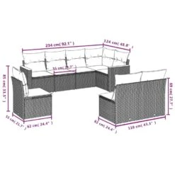 VidaXL 8-delige Loungeset Voor 8 Met Kussens - Gris - Poly Rattan -VIDAXL Winkel b5c5d2d0b3374f88a4f82a6bfbb088de