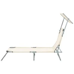 FOLIGNO - Strandstoel - Crème - Polyester -VIDAXL Winkel b6714a5967f24cdba4875b2fa5ed95e9