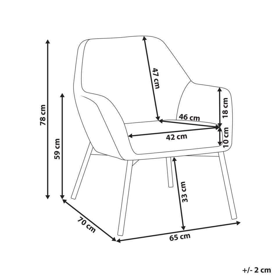 JABRO - Fauteuil - Gebroken Wit - Polyester 4 JABRO - Fauteuil - Gebroken Wit - Polyester - Afbeelding 4