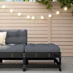 VidaXL - Tuinvoetenbank - Zwart - Grenenhout - Met Kussen -VIDAXL Winkel ba6eb476736b43ffa9121060d6012956