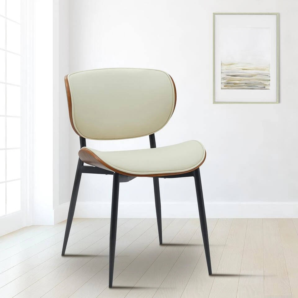 CLP Set Van 2 Eetkamerstoel Enid Kunstleer - Walnoot/creme 3 CLP Set Van 2 Eetkamerstoel Enid Kunstleer - Walnoot/creme - Afbeelding 3