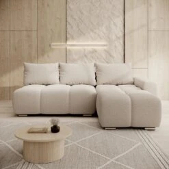 Meubella - Broome - Hoekbank 3-zits - Beige Teddystof - Rechts -VIDAXL Winkel bc163ef0f0dd4070806da4c27d82e55c