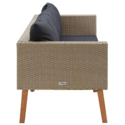 VidaXL Tuinbank 3-zits Met Kussens Poly Rattan Beige -VIDAXL Winkel bc275b38ab304cd69441a591319b2da8