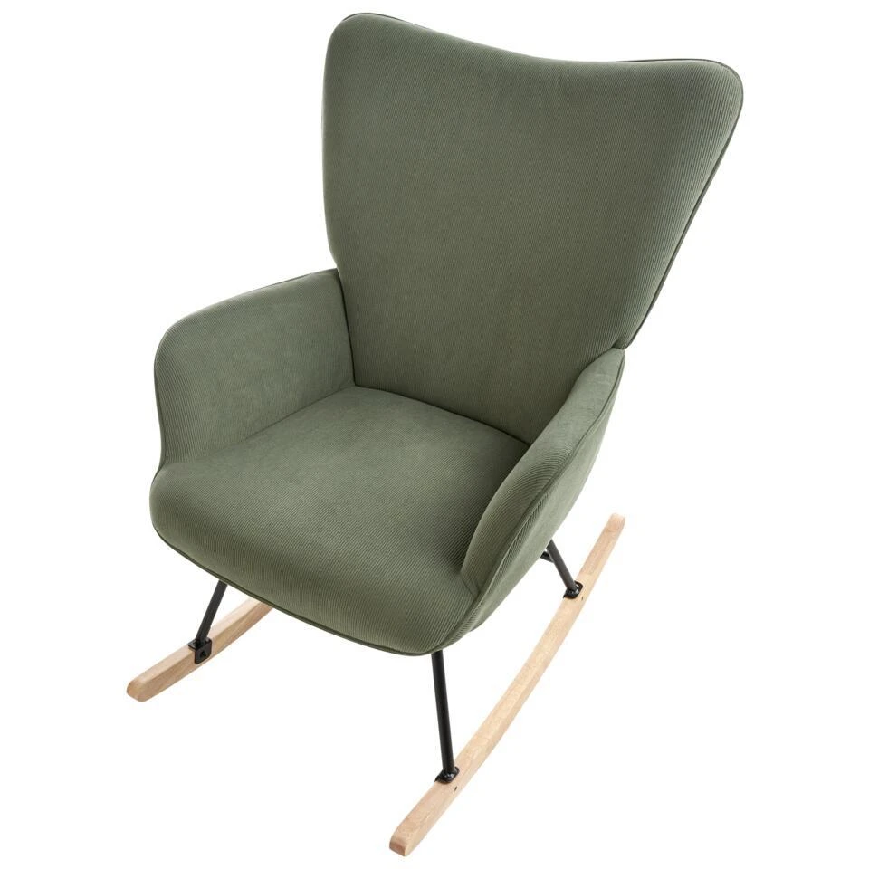 ARSET - Schommelstoel - Donkergroen - Bouclé 7 ARSET - Schommelstoel - Donkergroen - Bouclé - Afbeelding 7