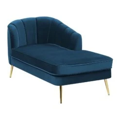 ALLIER - Chaise Longue - Blauw - Linkerzijde - Fluweel -VIDAXL Winkel bd66d88bde7642aa82606a8a1752495f