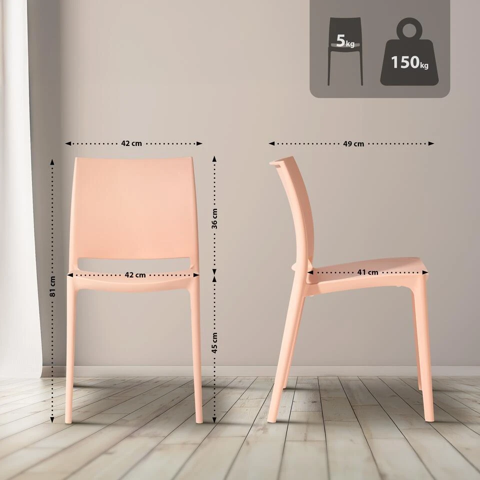 CLP Tuinstoel Meton Kunststof - Pfirsich 2 CLP Tuinstoel Meton Kunststof - Pfirsich - Afbeelding 2