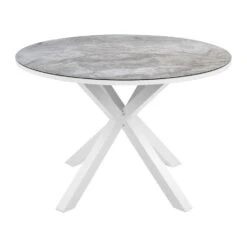 MALETTO - Tuintafel - Wit/Marmer Effect - ⌀ 120 Cm - Aluminium -VIDAXL Winkel c16676405e7f4cd59f9462da240eb734