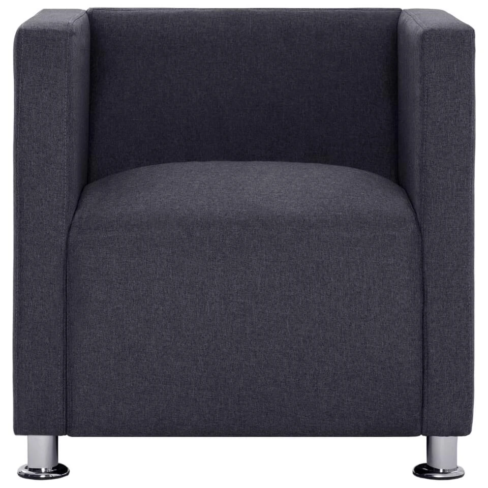VidaXL Fauteuil Kubus Stof Donkergrijs 3 VidaXL Fauteuil Kubus Stof Donkergrijs - Afbeelding 3