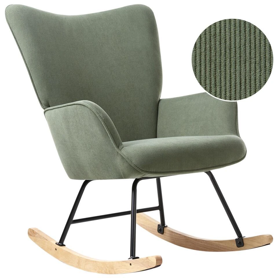 ARSET - Schommelstoel - Donkergroen - Bouclé 3 ARSET - Schommelstoel - Donkergroen - Bouclé - Afbeelding 3