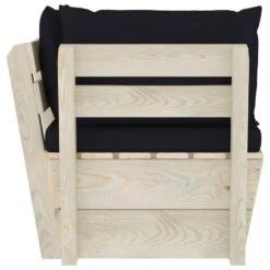 VidaXL - Tuinhoekbank - Zwart - Hout - Met Kussens Pallet -VIDAXL Winkel c33d40692a3b488fb1974f4c1f4b8b36