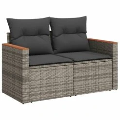 VidaXL Loungeset Met Kussens & Hout Armsteun Voor 9 - Grijs - Poly Rattan -VIDAXL Winkel c3dbb95c888f4360a04b5522ab88aa9a 2